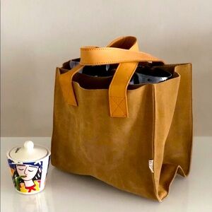 NWT Leather suede tote bag this Summer carry your wines with style